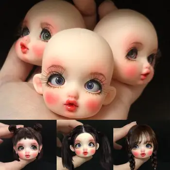 1/8 Главата кукли С грим за тялото, кукла-усмивка за момичета, 16 см от Главата кукли за грим за момичета с 3D разноцветни очи