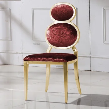 Лесен Луксозен Стол за Хранене в Постмодерния стил, стол за Хранене от неръждаема стомана, Кухненски Мебели за Дома, Креативни Столове за трапезария С облегалка