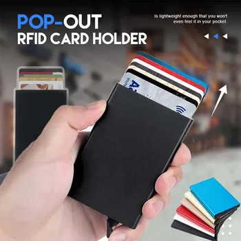 Смарт портфейл със защита от радиочестотна идентификация, употреба за кредитни карти, Метален Тънък Мъжки Алуминиев чантата със защита от блокиране, Малък калъф за банкови карти