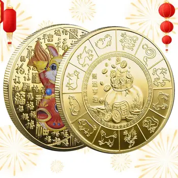 Монети от зайци на Китайската Нова Година, Китайския Зодиак Монети с Годината на Заек На късмета си, Сувенирни монети, Лъки Rabbit за колекционери Китайската Нова Година