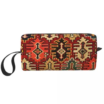Tribal мат Килим, чанта за тоалетни принадлежности, Ретро Бохо-Бохемски Етнически артистичен Грим, Козметични Органайзер, Дамски кутия за съхранение на козметиката