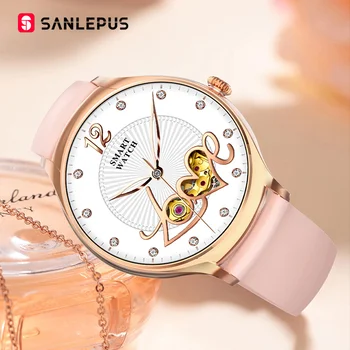 Дамски умен часовник SANLEPUS с модерен дизайн, съдържащи кислород в кръвта, наблюдение на сърдечния ритъм, сън, обадете се по Bluetooth, умни часовници