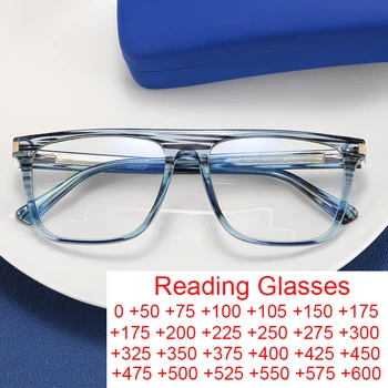TR90, Квадратни Очила За Четене с плосък Покрив, Анти-синя Светлина, Hombre, Висококачествени Прозрачни Очила в Синята Ивица, Мъжки Рамки За Очила