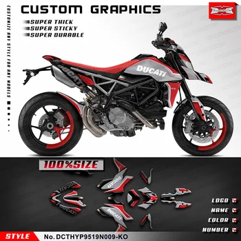 Комплект Стикери с ГРАФИКА Кунг-фу за Ducati Hypermotard 950 Hypermotard950 2019 2020 2021 2022 2023, Червено-сиво