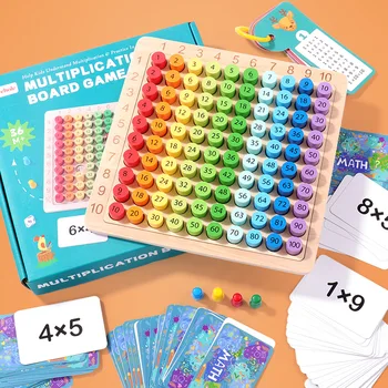 Дървена таблица за умножение 99, Настолна игра, математически Монтесори играчки, образователни играчки за деца, допълнителни учебни помагала