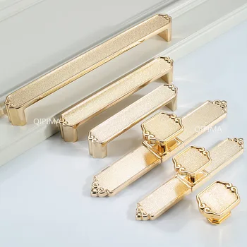 Дръжки на гардероба от цели сплав с Модерни Прости Кухненски дръжки на Вратите и набалдашники от матово злато чекмеджета Кабинет хардуер