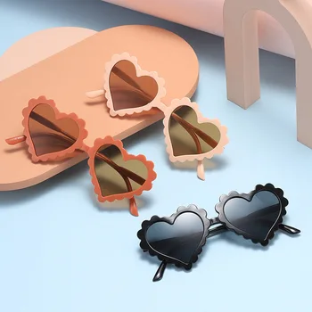 Детски Слънчеви очила с форма на сърце, Маркови Дизайнерски Vintage Слънчеви Очила За момичета, Детски Странично Огледало с цветен Модел, Сладки Oculos De Sol