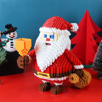 Гореща разпродажба, идея за декорация на дома за деца, градивни елементи, фигурки на Дядо Коледа, Снежен човек, Лосове, Мини-тухли, Коледни църковни подарък играчка