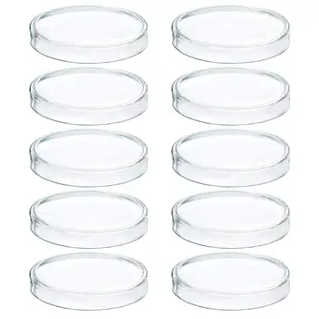 Празни пластмасови стерилни чаши Петри за култивиране на бактериите с капаци 60 мм, лабораторни биологични научни ученически пособия 10 бр.