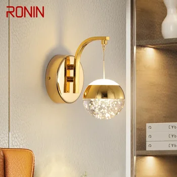 Стенен лампа RONIN Gold Crystal Nordic Simple Bubble Sconce Светлина Led осветителни Тела За Дома, Спални, Декоративни