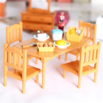 Куклена къща, мини-модел на мебели, маса за Хранене и стол 1/12, Аксесоари за кукла къща BJD, Миниатюрни предмети, домакински играчки за ролеви игри