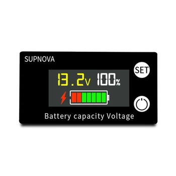 Портативен тестер за капацитет на батерията, измерване на ниво в проценти, DC8-100V