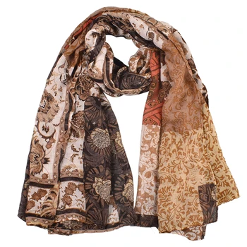 Търговия на едро с нови модерни и елегантни дълги шалове с цветен модел, женски шалей, шалове и косынок с балийски принтом