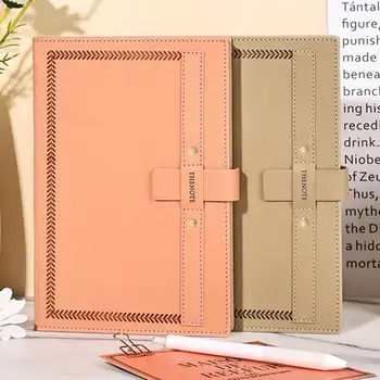 Бележник от изкуствена кожа с удебелени хартия, креативен дизайн на ключалката на ивици, Бележник-дневник за домашно училище офис употреба