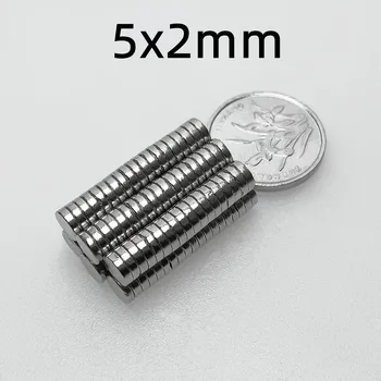 50 ~ 1000шт 5x2 мм Мини Малки Кръгли Магнити 5 ммх2 мм N35 Неодимовый силен Магнит Диаметър на 5x2 мм Постоянни Магнити NdFeB Диск 5*2 мм