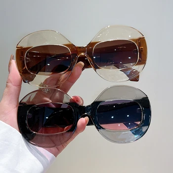 Големи Овални Дамски Слънчеви очила, Новост в модата Хип-хоп, Многоцветни Слънчеви Очила, Луксозен Брендовый Дизайн, UV400 нюанси