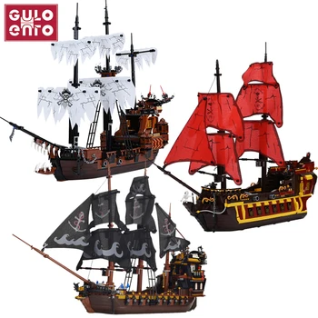 Модел на Черно Пиратски кораб Eternity Строителни блокове Креативна Серия Red Boat Movie Bricks Монтажни играчки, Подаръци за Деца