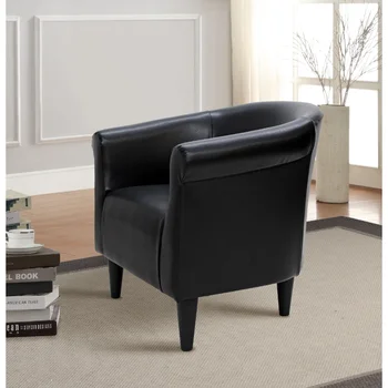 Основното стол с кофа от изкуствена кожа, черно акцентное стол