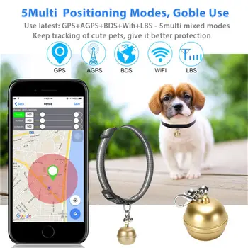 Окачен на Шийката на Камбанка В Стил Кучета, Котки GPS Локатор Пет Finder Gsm Анти-Изгубен Led Smart който проследява Анти-Изгубен Уред Bell
