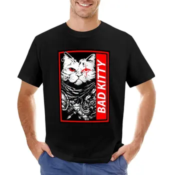 Непослушно Неко: лошо коте! Събери си лапи, страхотна тениска с котка-самураем, тениски по поръчка, мъжки ризи с графичен дизайн