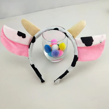 Креативна превръзка на ухо под формата на Рожка за краве мляко с изображение на Животно, Cosplay-костюм, Превръзка от неопрен за коса, Подпори за парти