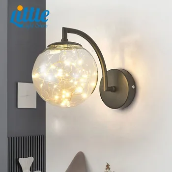 Скандинавски творчески led луксозен стенен лампа за дневна, Метален Модерен модерен минималистичен Нощни монтиран на стената лампа, осветителни Тела за спалнята, Осветление