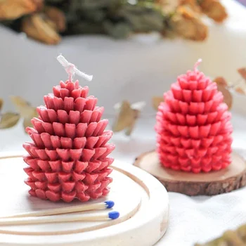 3D Коледна Борова Шишарка Силиконова Форма за Свещи направи си САМ Ръчно изработени Ароматерапия Гипсова Смола Клечка Занаяти Изготвяне на Домашна Коледна украса