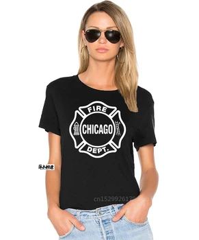 Гореща разпродажба, Мъжки t-shirt, Модни Chicago fire част, Мъжка Черна тениска по поръчка, Лятна риза в стил пънк