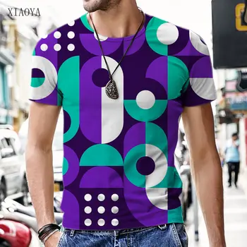 2023 Нова мъжка тениска, Лятна Тениска с 3D абстрактна Геометрия, Тениска с къс ръкав, Градинска Мода, Унисекс, С кръгло деколте, Мъжки/Женски Топ