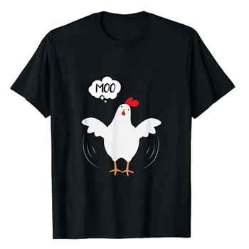 MOO Смешни Cow / Chicken Novelty Tee - Смешни ризи за мъже и жени, тениска с образа на сладко любительницы вицове, блузи с къс ръкав