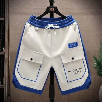 Летни Мъжки ежедневни панталони От висококачествена корейската синя кепър лента през, Спортни панталони с бродирани букви, Модни дрехи за мъже 2023 година