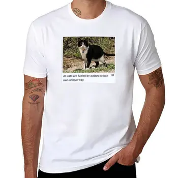 Нова тениска all cats are подхранвана от аутизъм, тениски големи размери, тениски големи размери, потници, черни тениски за мъже