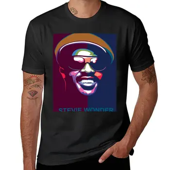 Нова тениска Стиви Уондър, эстетичная дрехи, реколта тениска, мъжки бели тениски