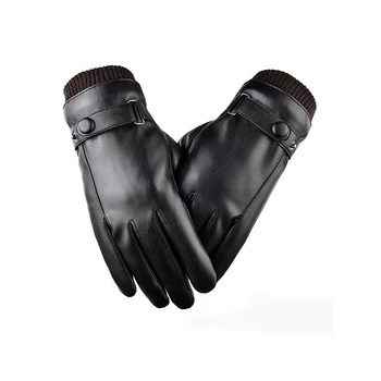 Кожени ръкавици, Мъжки зимни флисовые за каране на открито Водоустойчива мини топли мотоциклетни ръкавици за шофиране