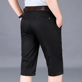 Летни Мъжки Тънки Сиви Ежедневни Панталони На Класически Бизнес Мода От Памук Участък Преки, Къси Панталони Мъжки Марката Цвят Каки, Черни