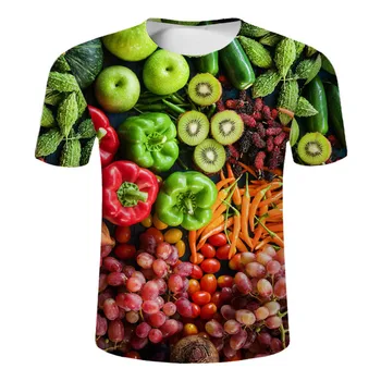 Летни Модни тениски с шарени плодове и зеленчуци за мъже, трендови ежедневни тениски с кръгло деколте и принтом в стил харадзюку, къс ръкав