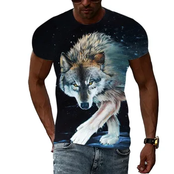 Мъжка тениска с къс ръкав и 3D принтом Lobo, градинска облекло в стил харадзюку, хип-хоп, ежедневни модни тенденции, персонални мъжки летни дрехи