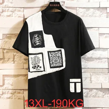Мъжки тениски големи размери 13XL 12XL, тениска с къс ръкав, ризи в стил хип-хоп оверсайз, мъжки ризи в стил мозайка 9XL 8XL, памучен риза в стил мозайка