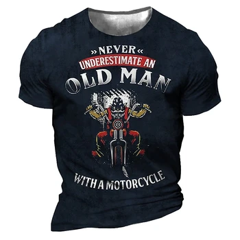 Лятна Мотоциклетът тениска За мъже, Мотобайкер, 3D Принт, Реколта тениска с къс ръкав 