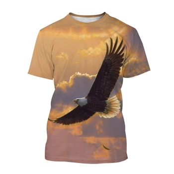 Мъжка тениска с 3D принтом, модна тениска с орел, къс ръкав, лятна тениска с принтом, на хладно 3D