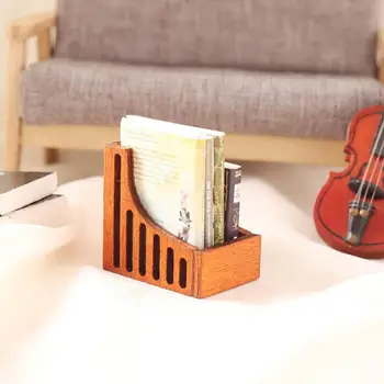 Миниатюрна играчка Мини на лавица за книги Реалистичен Къща Детайли на Една етажерка Миниатюрен Настолен Органайзер с високо Намаляване на Модел на Кутии за Бижута