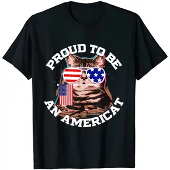 Тениска с Котка на 4 юли, Деня на Независимостта на САЩ, Мъжки Дрехи, Графични Тениски, Мъжки t-shirt Оверсайз, Градинска Облекло От Памук