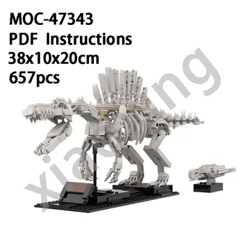 Нов MOC-47343 Ископаемый динозавър Спинозавр Бял Скелет 657 бр. на Възрастен Сращивающий Блок на Детска Развитие на Играчка, Подарък за Рожден Ден.