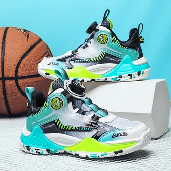 Нова детска баскетболни обувки за мъже, спортни обувки, нескользящая детски спортни обувки на дебела подметка