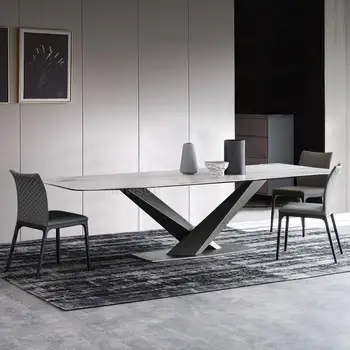 Хранене комплект От 6 Стола с модерен мрамор маса За Голям апартамент, Италиански Минималистичен Кухненска маса, Семеен, Б/Високо качество