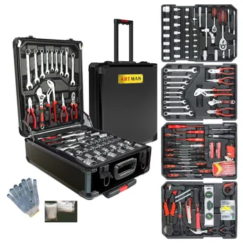  Набор от инструменти, Общ набор от ръчни инструменти с набор от инструменти за дома, ремонт на автомобили, черен 