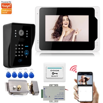 7-инчов екран, Wifi, видео домофон, домофон, система за записи С RFID-вратата звънец, HD-камера, приложение за дистанционно отключване на телефона