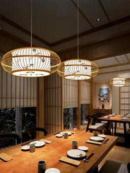 Японската полилей за чайната стая, хол с трапезария, бамбуковое изкуство ретро чайна с настаняване в семейство, в Дзен античен бамбуков плат нова