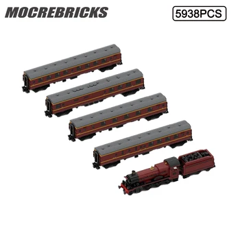 MOC City Train Серия A магически влак - пътнически набор от строителни блокове, модел, тухли 