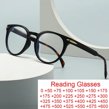 Мъжки компютърни очила с блокиране на синя светлина, малка дограма, Реколта кръгли очила с нитове, Луксозни Очила за четене на рецепта За мъже